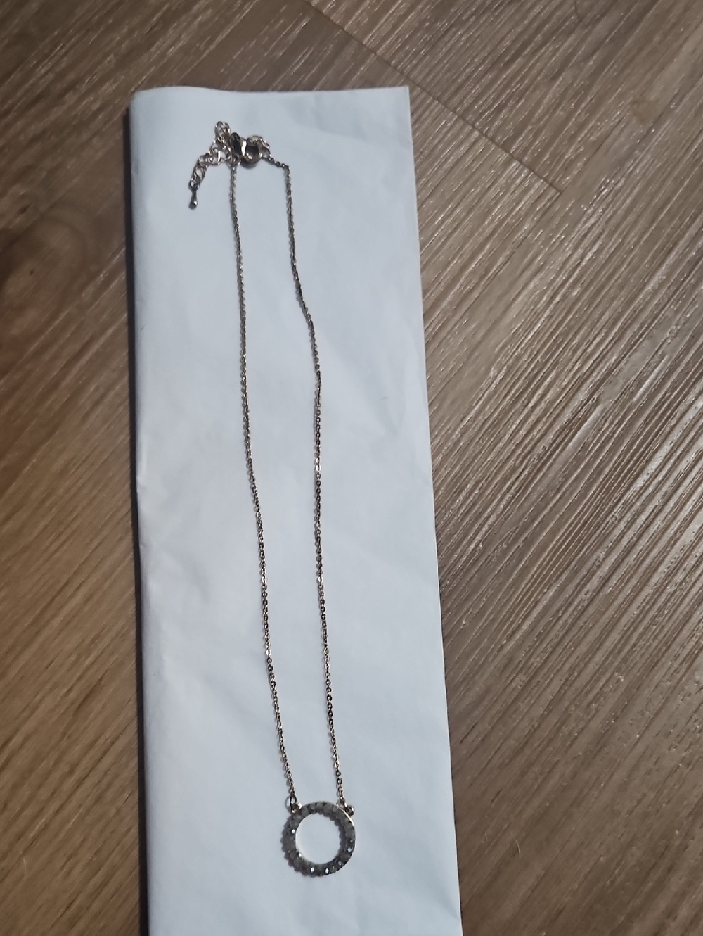 Gold-Tone Circle Pendant Necklace with Crystal Accents